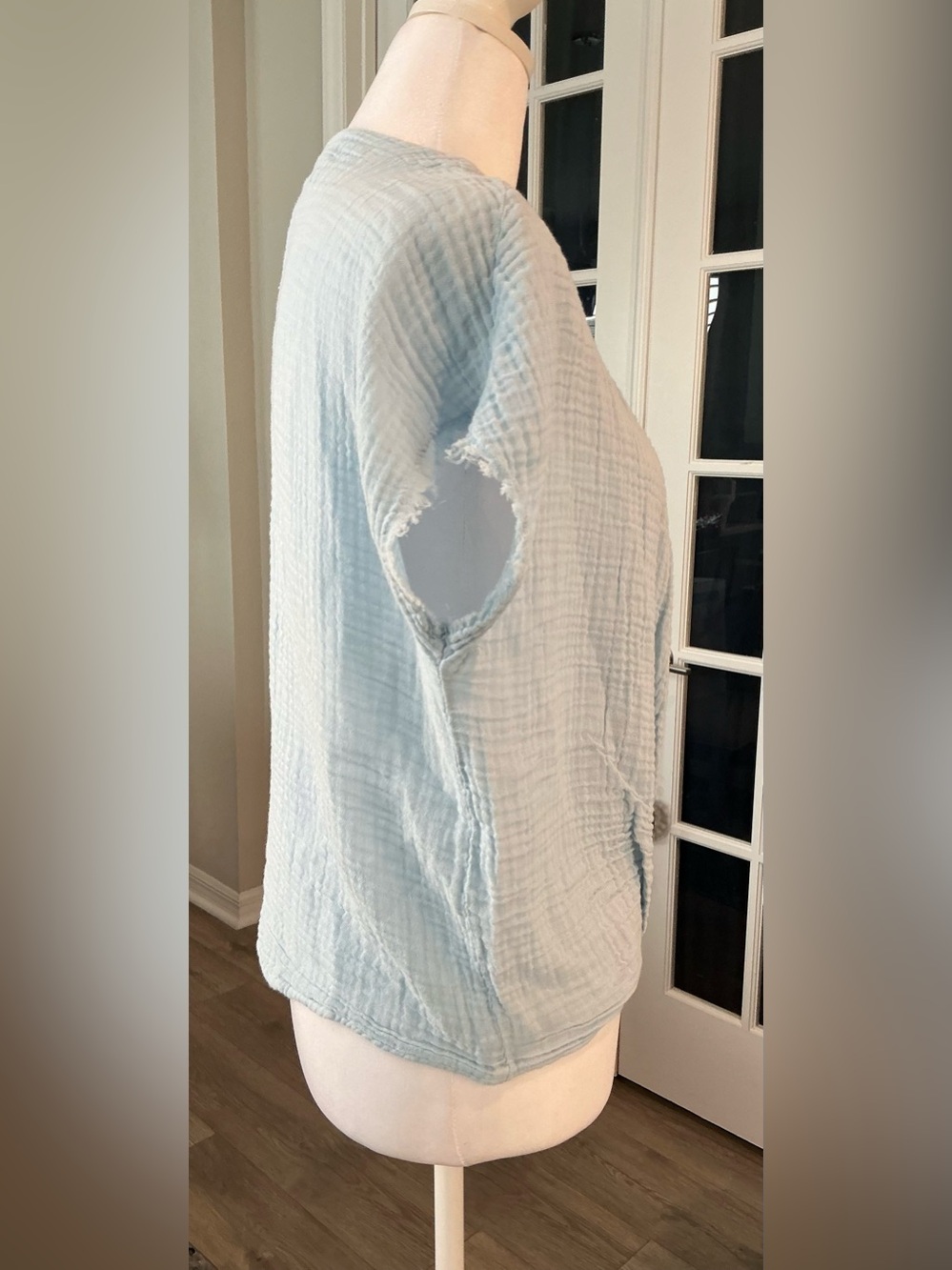 NWT Michael Stars Light Blue Double Gauze Cotton Surplice Wrap Top Size Small - Picture 5 of 12